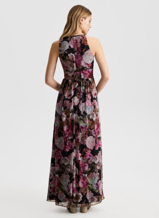 Floral Print Halter Neck Dress