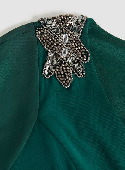 Beaded Detail Chiffon Gown