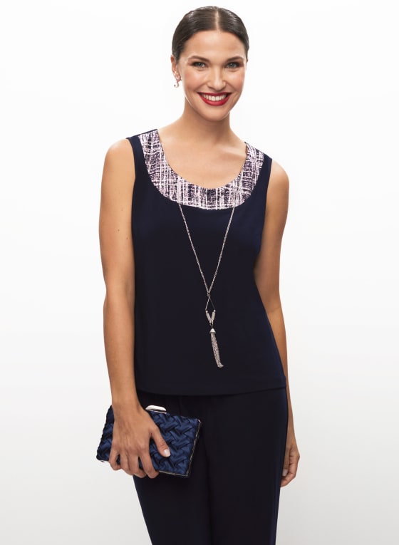 Top. Cami. Pants & Necklace Set