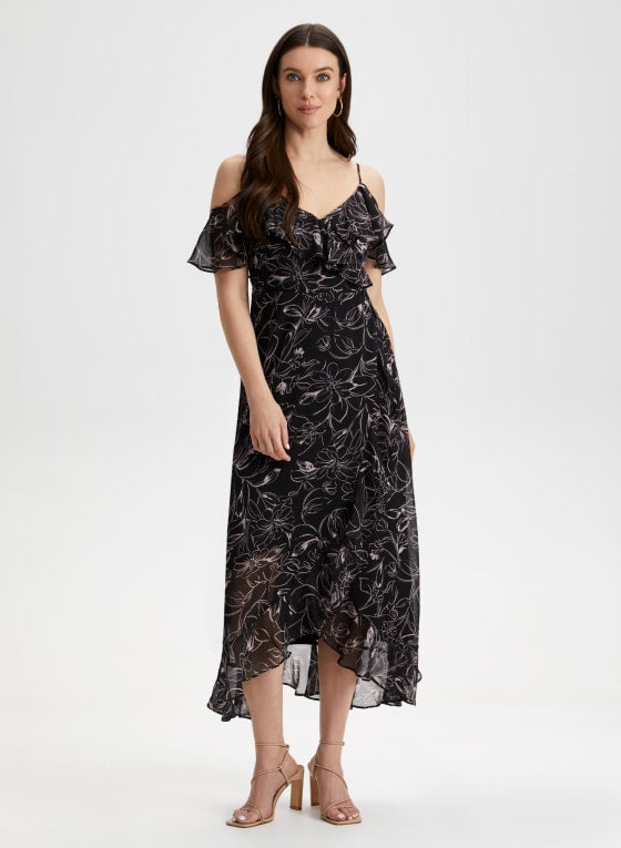 Cold Shoulder Floral Print Dress