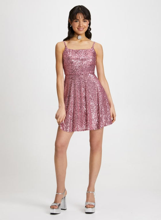 Square Neck Sequin Dress