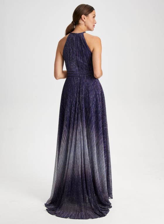 Metallic Halter Neck Dress