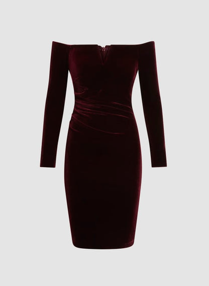 Velvet Split Neck Dress