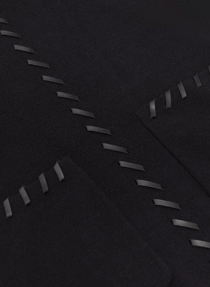 Vegan Leather Detail Sweater Dress