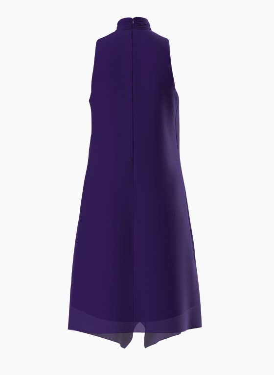 Sleeveless Mock Neck Chiffon Dress