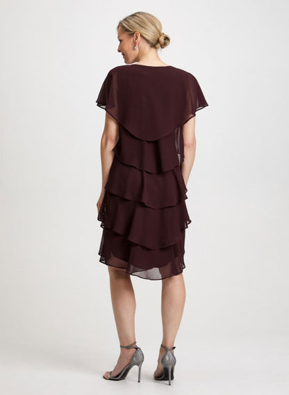 Brooch Detail Tiered Dress
