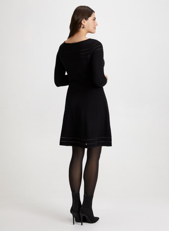 Metallic Stripe Motif Sweater Dress