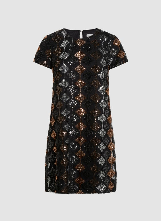 Diamond Motif Sequin Dress
