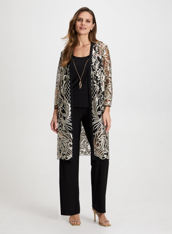Sequin Motif Jacket. Pants & Cami Set