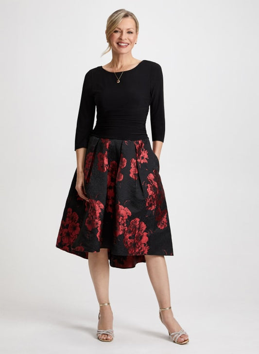 Floral Print Jacquard Dress
