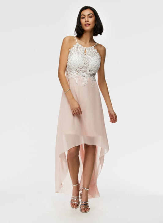 High Low Lace Detail Dress