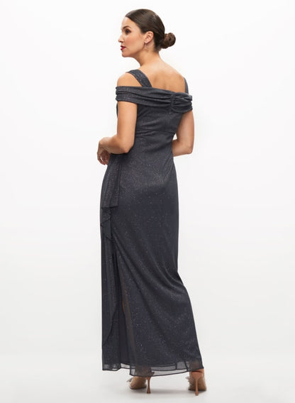 Drape Neck Glitter Dress