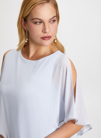Rhinestone Trim Poncho Dress