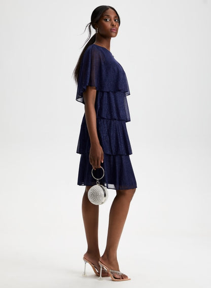 Glitter Mesh Tiered Dress