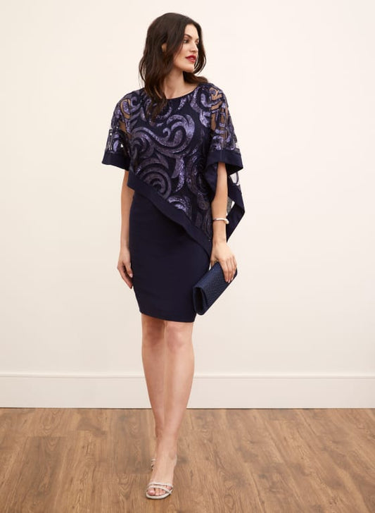Sequin Swirl Poncho Dress