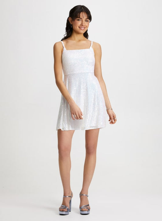 Square Neck Sequin Dress